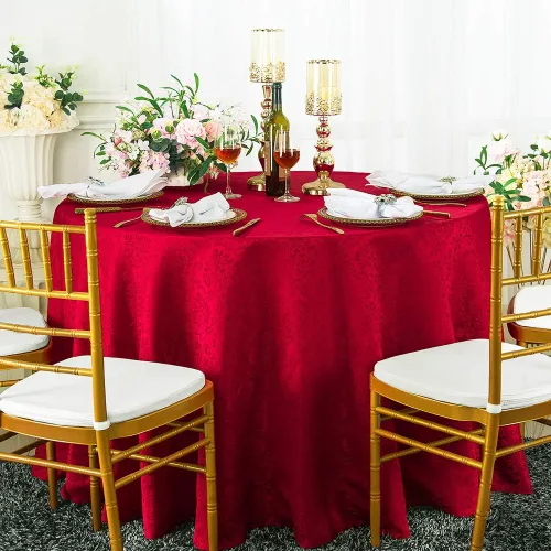 Miniatura 8 de Manteles redondos de poliéster damasco de jacquard marqués de 90 pulgadas para restaurante, cocina, comedor, boda, fiesta, banquete, eventos