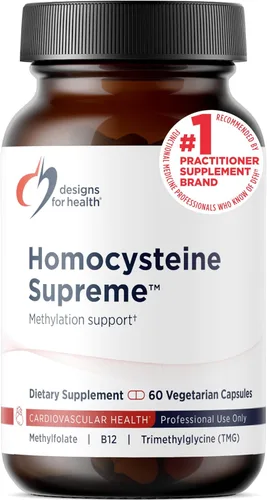Designs for Health Homocisteine Supreme - Vitaminas B metiladas con riboflavina, B6, B12, folato, L-serina y TMG para apoyo cerebral y salud