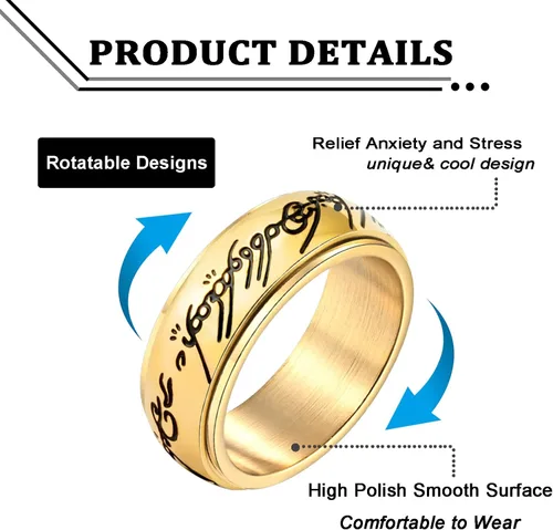 Miniatura 2 de Anillo de poder para hombres y mujeres, anillo para ansiedad de Lord of the Rings