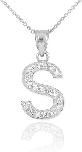 Miniatura 22 de Claddagh Gold . Collar con colgante de letra inicial de plata de ley 925 con circonita cúbica - Elección de tamaños