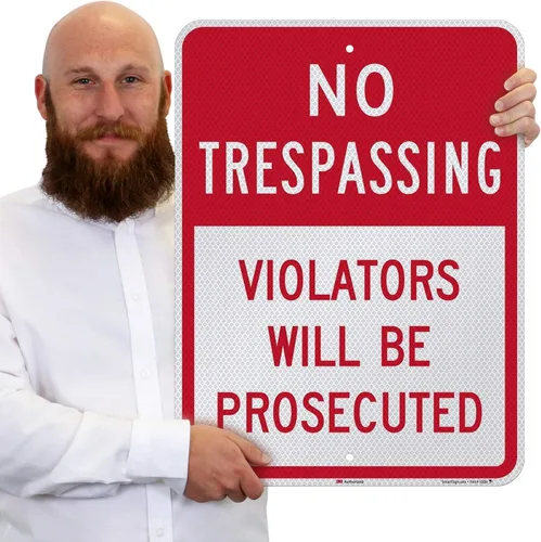 Miniatura 2 de SmartSign Letrero con texto en inglés "No Trespassing, Violators Will Be Prosecuted", aluminio reflectante de grado diamante 3M de 18 x 24 pulgadas