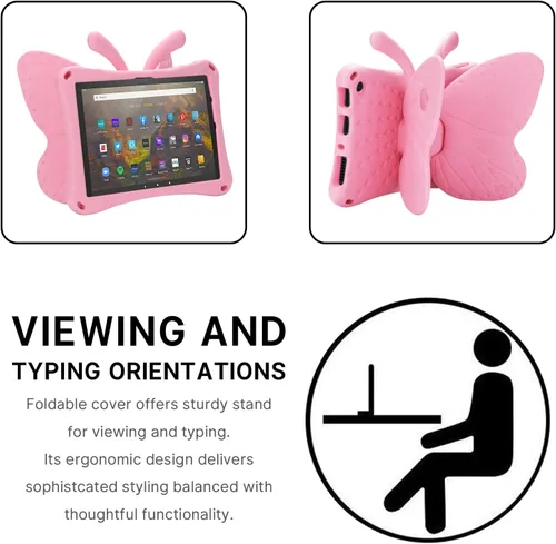 Miniatura 54 de FW Fire 7 - Funda para tablet para niños, Amazon Fire 7 2022, funda de mariposa con luz de atril, EVA, protección contra caídas, resistente, a