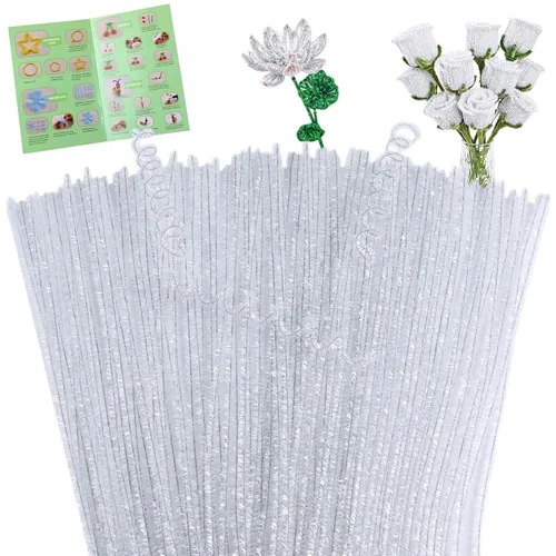 Miniatura 14 de Giwrmu 100 piezas de tallos de felpilla para limpiar tubos, color verde militar, suministros de manualidades para el día de la madre, creativos
