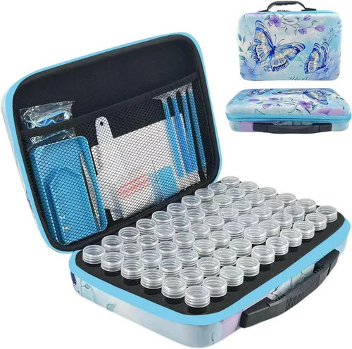 Miniatura 10 de Contenedores de almacenamiento de pintura de diamantes, 120 ranuras para accesorios de pintura de diamantes y herramientas para estuche organizador