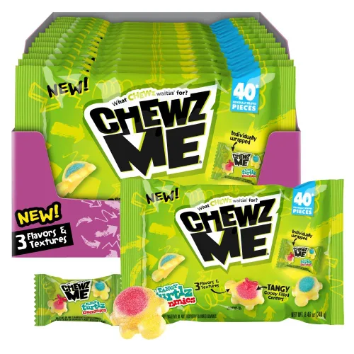Miniatura 10 de ChewzMe Tangy Turtlz - Gomitas rellenas de gelatina con forma de tortuga envueltas individualmente en varios sabores, 8.46 onzas (paquete de 1)