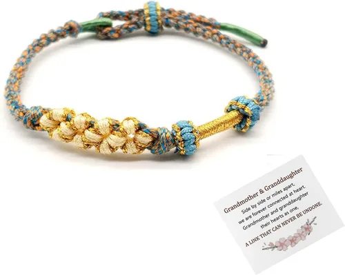 Miniatura 16 de Pulsera de nudo de cereza con texto en inglés «To My Granddaughter A Link That Can Never Be Undone», pulsera para nieta de la abuela, ajustable