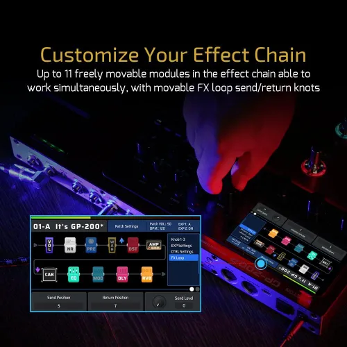 Miniatura 4 de Valeton GP-200R - Procesador Multi-Efectos Pedal Multi-Efectos para Guitarra Bajo con Pedal de Expresión, FX Loop, MIDI I/O, Modelado