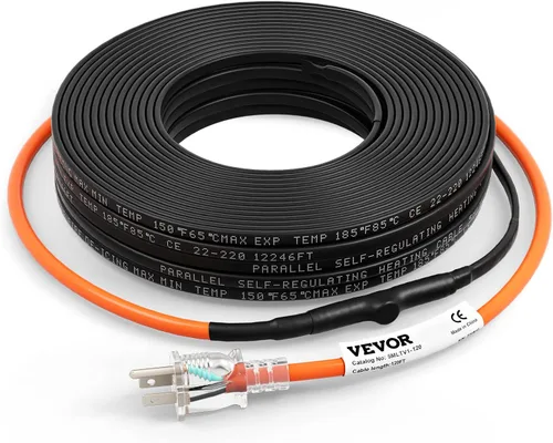 VEVOR Cable de calefacción de tubería autorregulable, cinta térmica de 120 pies de 5 W/ft para protección contra congelación de tuberías, protege la