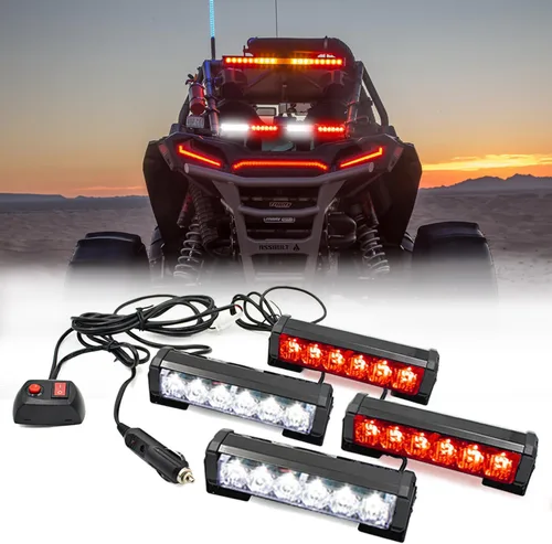 Miniatura 19 de 2 x 6 LED con 9 modos de advertencia para el tráfico - Luces estroboscópicas impermeables para auto, para interior, techo, salpicaderas, parabrisas