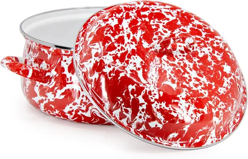 Miniatura 2 de Golden Rabbit Horno holandés esmaltado, 4 cuartos de galón, remolino rojo Rojo espiral