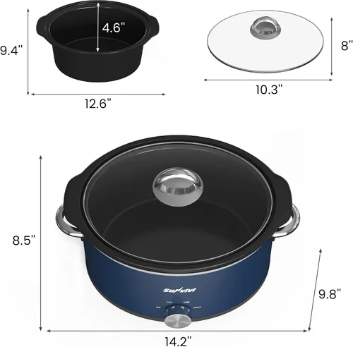 Miniatura 8 de Sunvivi Olla de cocción lenta de 3 cuartos de galón y mini calentador de alimentos con 3 ajustes de calefacción, olla de cerámica extraíble, tapa