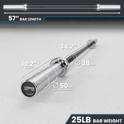 Miniatura 3 de Synergee Barra olímpica de 20 libras y 25 libras, barra de peso olímpica de 2 pulgadas para entrenamiento de fuerza, sentadillas, peso muerto y e)