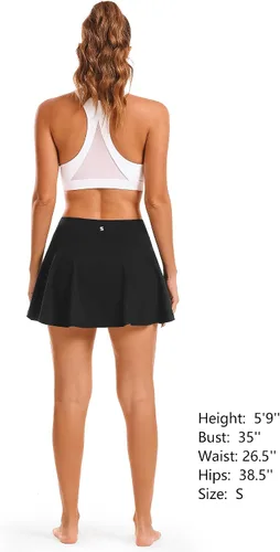 Miniatura 5 de Stelle Faldas de tenis y golf para mujer, cintura alta con bolsillos, pantalones cortos interiores para atletismo, deportes, correr, pickleball