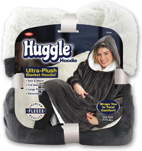 Miniatura 8 de Ontel Huggle - Sudadera con capucha de gran tamaño para hombres y mujeres, sudadera de forro polar suave, capucha gigante, bolsillos y mangas grandes