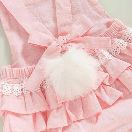 Miniatura 7 de Traje de Pascua para bebé niña, overol vintage y orejas de conejo, vestido de hermana con cola