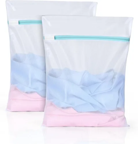 OTraki Bolsa de lavandería de malla de 12 x 16 pulgadas, paquete de 2 bolsas pequeñas para calcetines de lencería para lavadora, malla fina suave