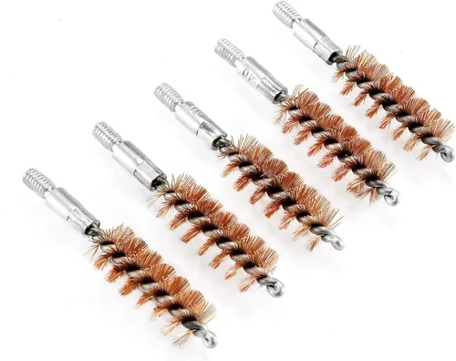 Miniatura 24 de BOOSTEADY Cepillo de limpieza para pistola de bronce con cerdas de fósforo, 5 unidades, para escopeta de pistola con 50 parches cuadrados