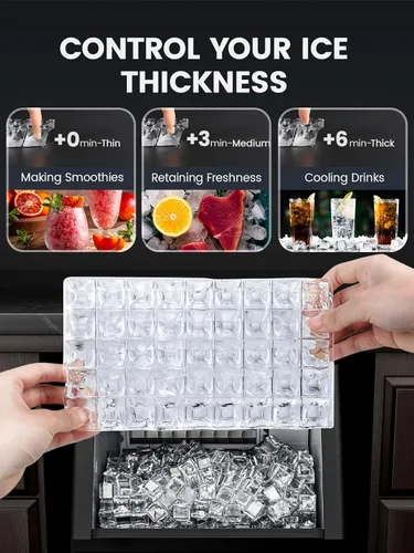 Miniatura 6 de Máquina comercial para hacer hielo, máquina de hielo de acero inoxidable de 100 libras/24 horas con capacidad de almacenamiento de 33 libras