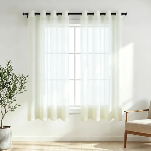 Miniatura 84 de KOUFALL Cortinas traslúcidas de 120 pulgadas de 2 paneles con ojales, juego extra largo de 10 pies de largo, cortinas altas para ventana grande, 52