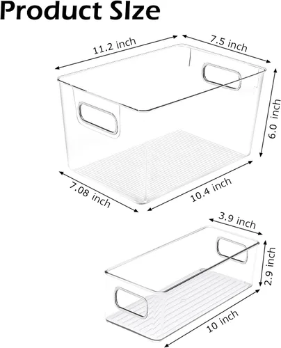 Miniatura 6 de Paquete de 8 cubos de almacenamiento de plástico transparente, organizadores y almacenamiento de despensa, contenedores organizadores