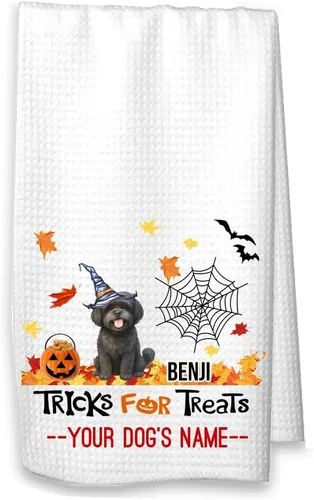 Miniatura 6 de Studio 9Thirty3 Trucos para golosinas Shih Tzu Toalla de cocina de Halloween, decoración de otoño Shih Tzu (toalla blanca, Shih Tzu sin nombre)