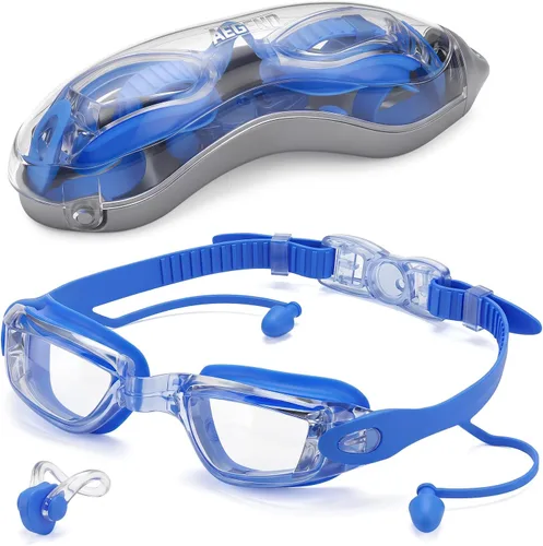 Miniatura 28 de Aegend Gafas de natación, gafas de natación sin fugas, protección completa para adultos, hombres, mujeres y jóvenes Azul y plateado.