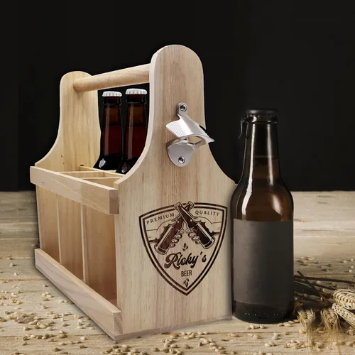 Miniatura 6 de My Personal Memories Paquete de 6 cajas de cerveza de madera personalizadas personalizadas con abridor de acero inoxidable