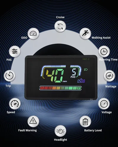 Miniatura 4 de Pantalla Ebike, protocolo UART Nº 2, conexión inalámbrica de aplicación para computadora de ciclismo LCD colorida, con puerto de carga USB, pantalla