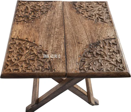 Mesa altar pequeña para meditación, puja, prácticas wiccanas, budistas - Mesa lateral baja de madera, mesa de té japonesa, diseño de dragón plegable