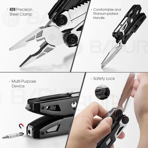 Miniatura 5 de Pinzas multiherramienta 18 en 1, multiusos, cuchillo de bolsillo, de acero inoxidable duradero, multiherramienta para supervivencia, camping, caza