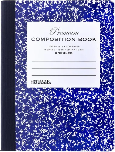 Miniatura 9 de BAZIC PRODUCTS Libro de composición sin rayas, 100 hojas, 9.75 x 7.5 pulgadas 100 unruled sheets (200 pages); sewn binding; 9.75 x 7.5 in Mármol