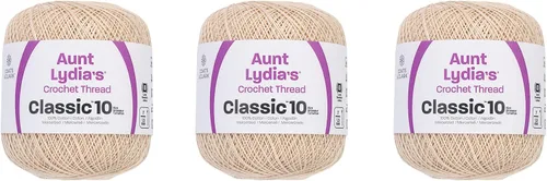 Miniatura 28 de Aunt Lydia Classic Crochet - Paquete de 3 unidades de 350y/1,049.9 ft - Blanco Antiguo
