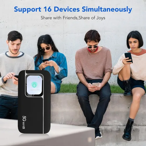 Miniatura 4 de 5G Mobile Wi Fi Hotspots, router de viaje portátil soporta 16 usuarios al mismo tiempo, batería grande de 7100 mAh, dispositivo de bolsillo Wi Fi