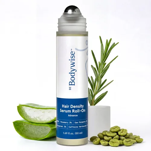 Be Bodywise Advanced Hair Density Roll-On Serum 1.7 fl oz | 5% Saw Palmetto, 3% romero, 1% herbasoma de cafeína y 3% fenogreco | Suero para el cuero