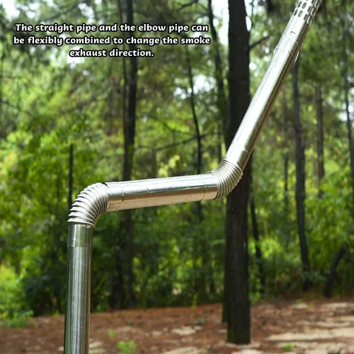 Miniatura 3 de Juego de tubos de estufa de codo Tubo de estufa de 45 grados y 90 grados, estufa de tienda de campaña de 2.36 pulgadas, tubo de chimenea para escape