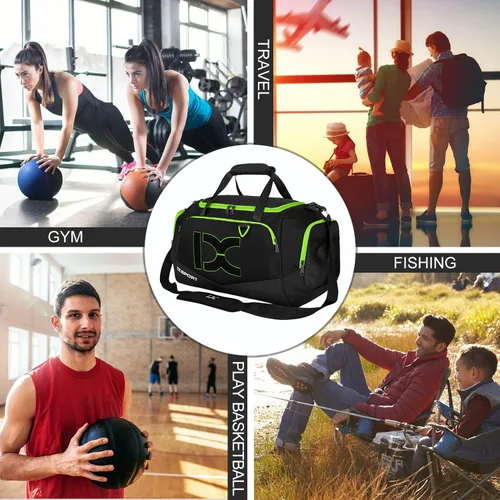 Miniatura 6 de INOXTO - Bolsa deportiva para gimnasio, bolsa de viaje con bolsillo seco y compartimento para zapatos, para mujeres y hombres, bolsa impermeable
