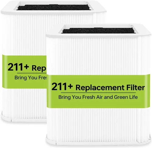 211+ Filtro de repuesto compatible con Blueair Blue Pure 211+ Air Puri-Fier, filtración 2 en 1 de partículas de polvo, caspa de mascotas y filtro de
