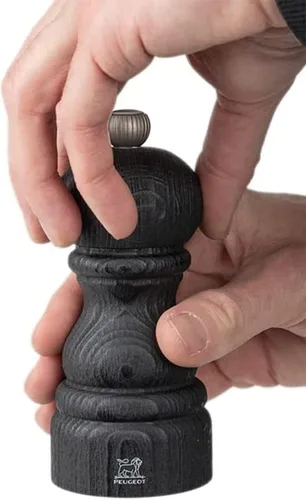 Miniatura 4 de Molinillo de sal de madera reciclada manual, acabado negro, 7.1 in - 7 pulgadas