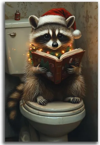 Miniatura 29 de Arte de pared de Navidad para baño, muñeco de nieve de Navidad en la bañera, impresión en lienzo de baño, escena clásica de Navidad, invierno