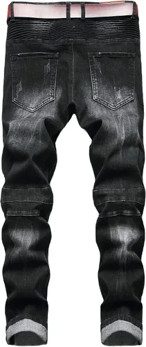 Miniatura 3 de AITITIA Jeans de corte recto lavado con cremallera para hombre