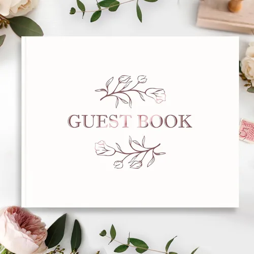 Miniatura 7 de CalenDream Hermoso libro de invitados de boda, libro de registro de 7 x 9 pulgadas, papel grueso de 120 GSM, libro de tapa dura con bordes dorados