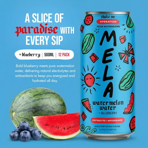 Miniatura 4 de Mela Water Agua de melón - Jugo de sandía, jugo de fruta 100% natural con vitamina C, electrolitos, antioxidantes, alternativa al agua de coco, sin
