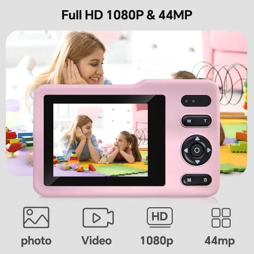 Miniatura 2 de Cámara digital, cámara simulada para niños con tarjeta de 64 GB FHD1080P 16x Zoom anti vibración, exquisita compacta y portátil para niños, niñas
