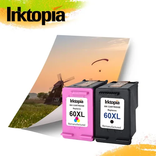 Miniatura 7 de Inktopia Cartuchos de tinta remanufacturados de repuesto para HP 60XL 60 XL CB336WN CB338WN CB338WN de alto rendimiento (1 negro, 1 tricolor)