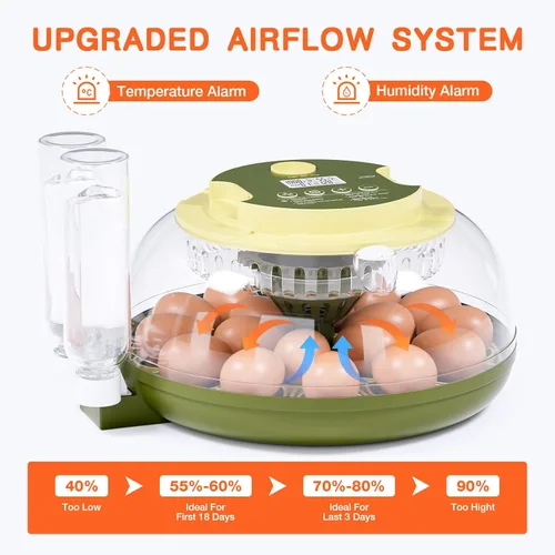 Miniatura 3 de Incubadora de 18 huevos, incubadora para incubar huevos, giro automático de huevos y control de temperatura de humedad, vela de huevos, día