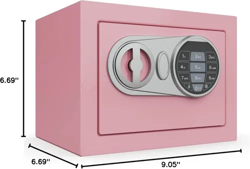 Miniatura 9 de Goldenkey Pequeña caja fuerte para dinero, caja de seguridad digital para el hogar con llaves y código para dinero en efectivo y monedas, mini cajas
