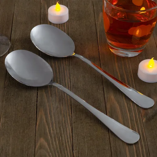 Miniatura 2 de Cornucopia Brands Cucharas de servir de acero inoxidable extragrandes (paquete de 2), utensilios para servir estilo buffet y banquete