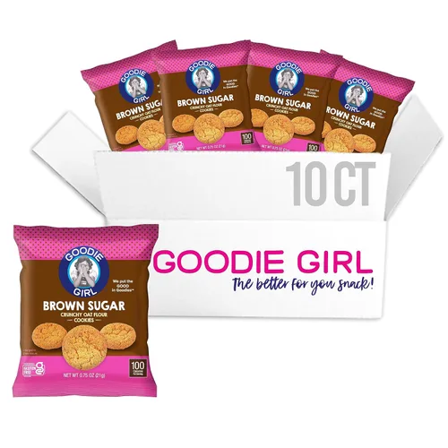 Goodie Girl - Mini galletas de azúcar morena, galletas sin gluten para niños, paquetes de 100 calorías, sin maní, envueltas individualmente,
