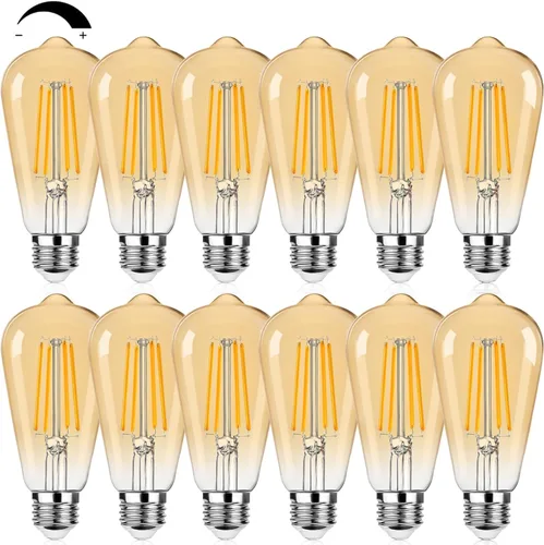 12 paquetes de bombillas LED Edison vintage grandes ST64, 7 W equivalentes a 60 W, 800 lúmenes, bombillas LED de filamento antiguo regulables, 2700