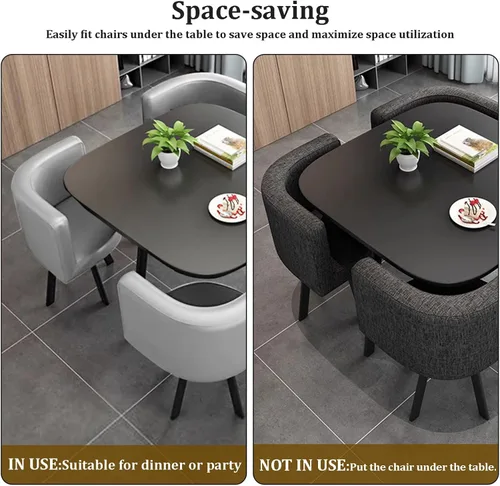 Miniatura 4 de Juego de mesa de comedor cuadrada con sillas, mesa de cocina compacta y 4 sillas, mesa de conferencias moderna con sillas, mesa de recepción